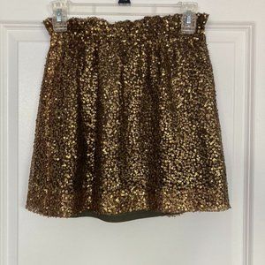 J. Crew gold sequin cinch waist skirt